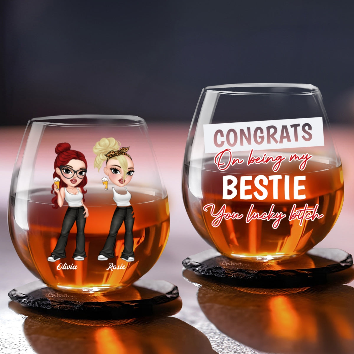Congrats On Being My Bestie - Personalized Custom Wine Glass