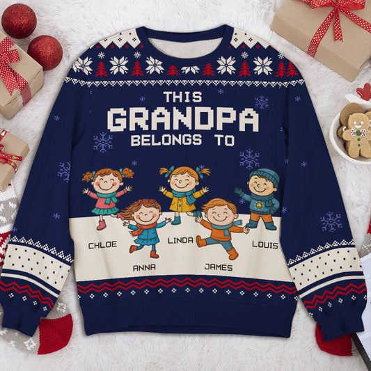 This Grandpa Belongs To  - Personalized Custom All-Over-Print Sweatshirt