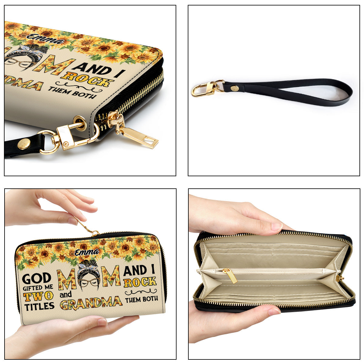 God Gifted Me Two Titles Mom & Grandma - Personalized Custom Leather Wallet