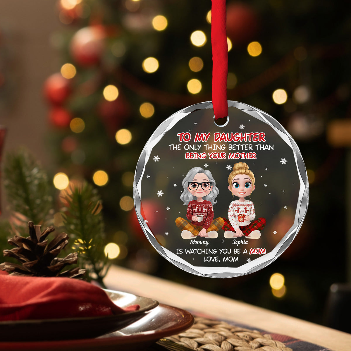 Watching You Become A Mother - Personalized Custom Glass Ornament