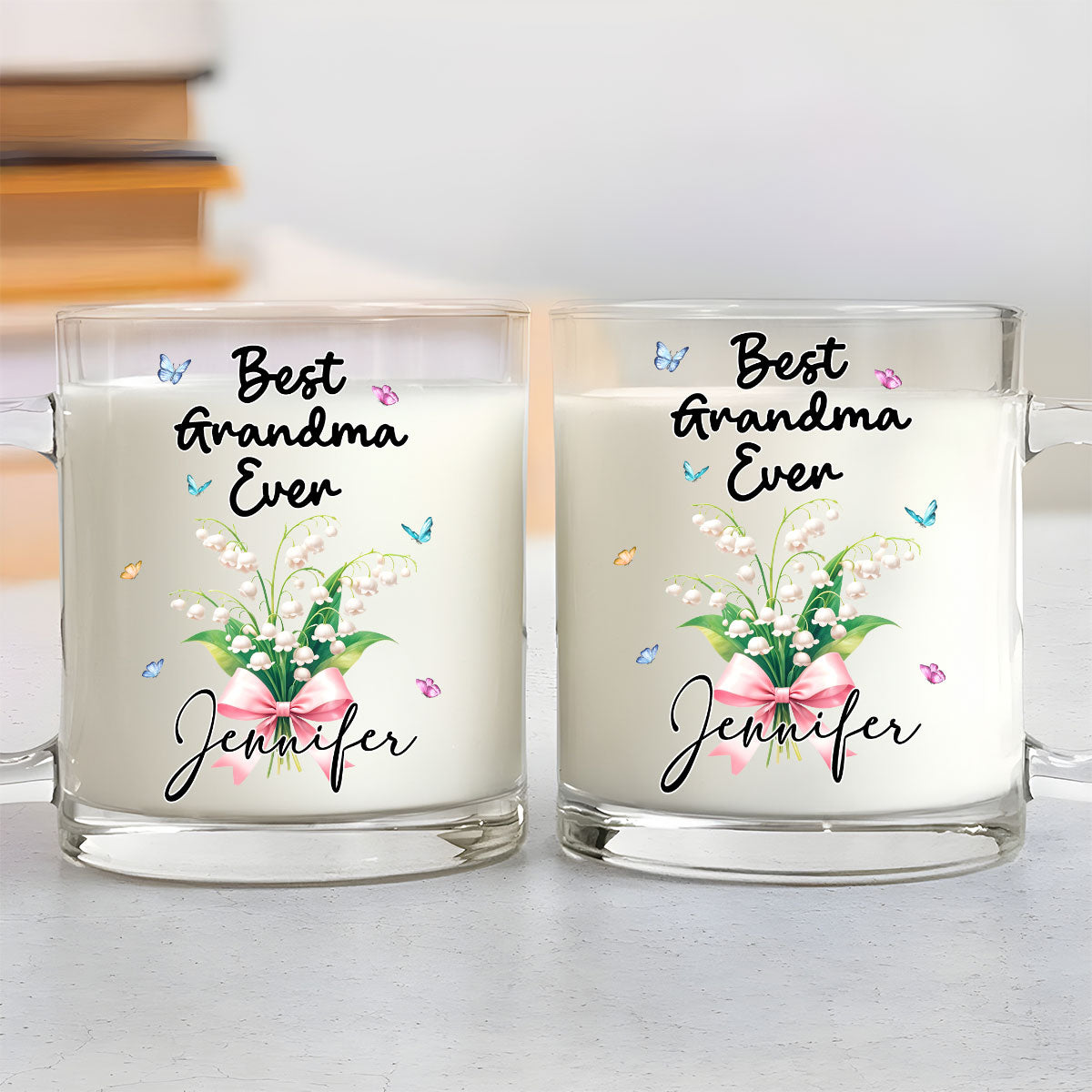 Best Grandma Flower - Personalized Custom Glass Mug