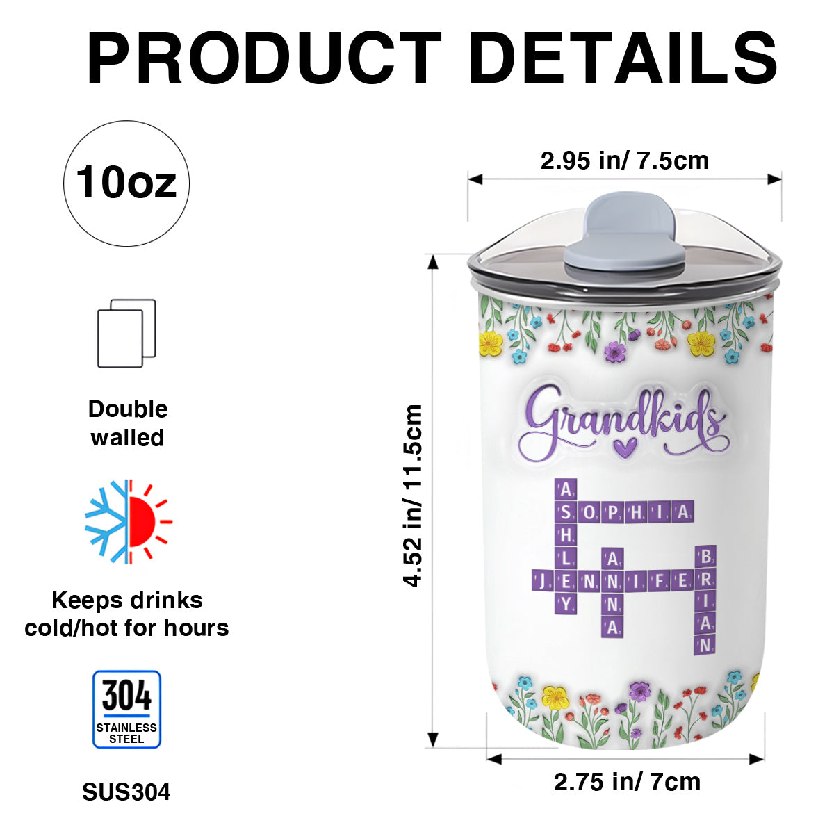 Love My Grandkids Crossword - Personalized Custom 10oz Tumbler