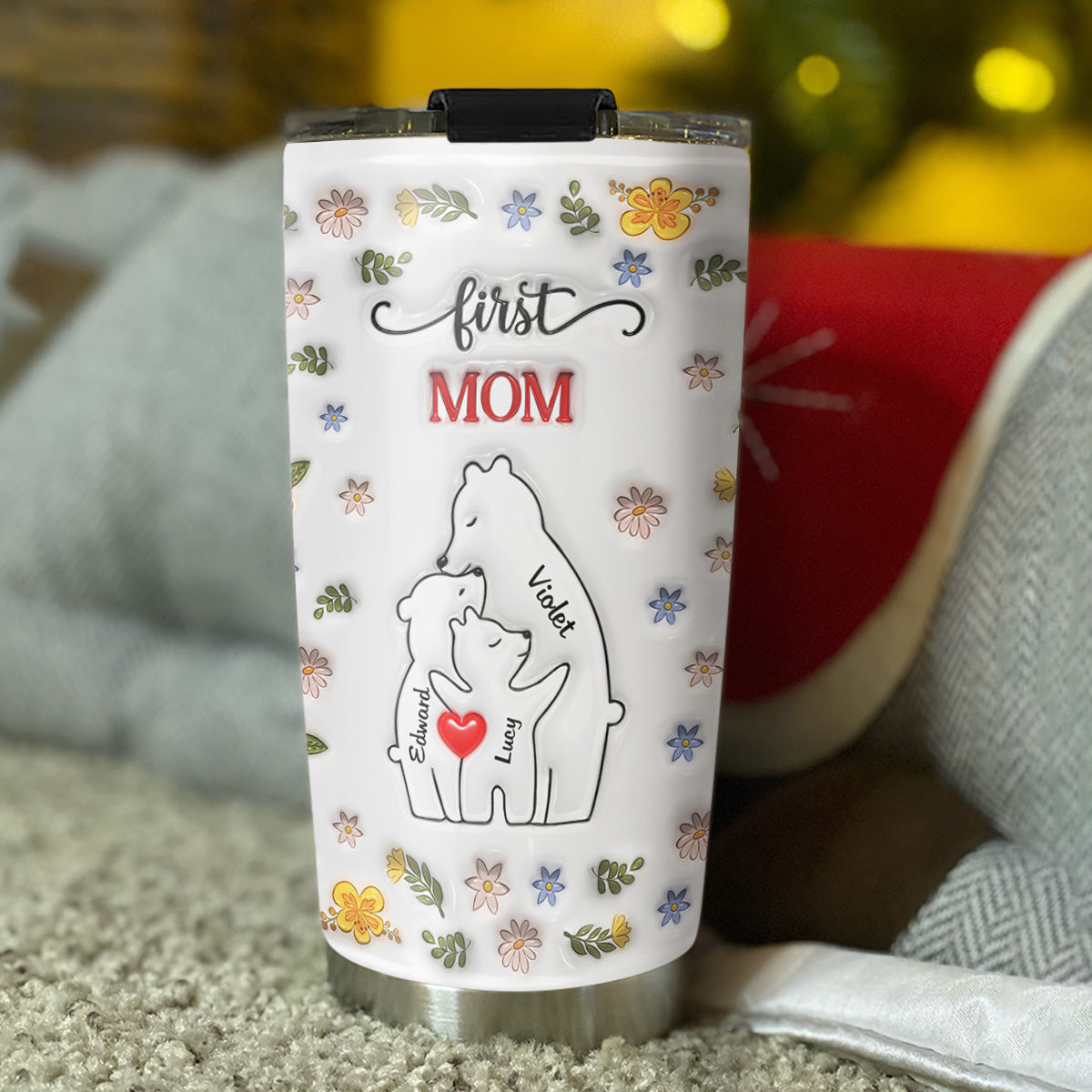 First Mom Now Grandma Bear - Personalized Custom 3D Inflated Effect Tumbler