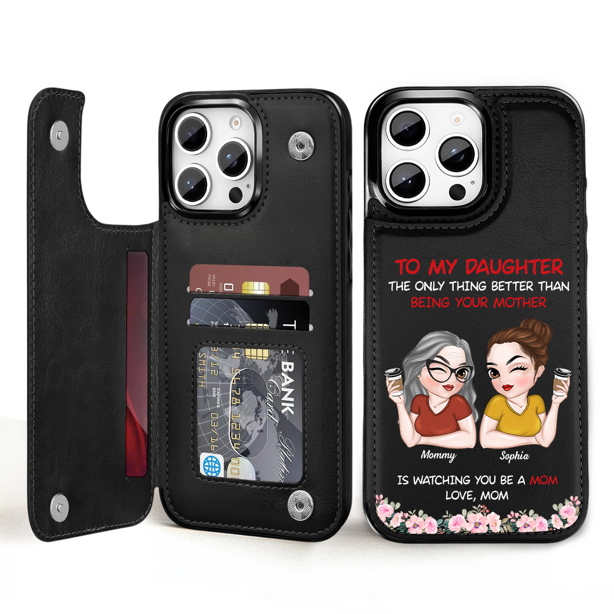 To My Daughter - Personalized Custom Leather Phone Case
