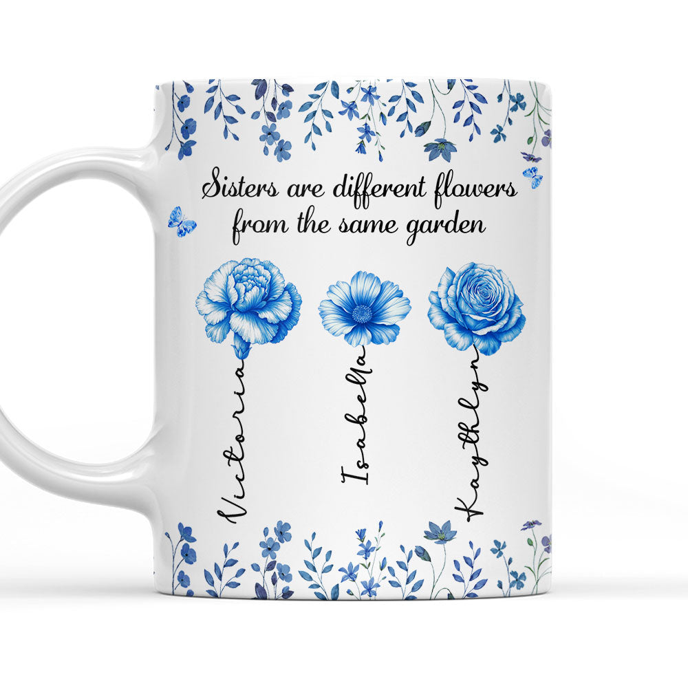 Sisters Are Different Flowers Toile De Jouy Style - Personalized Custom Coffee Mug