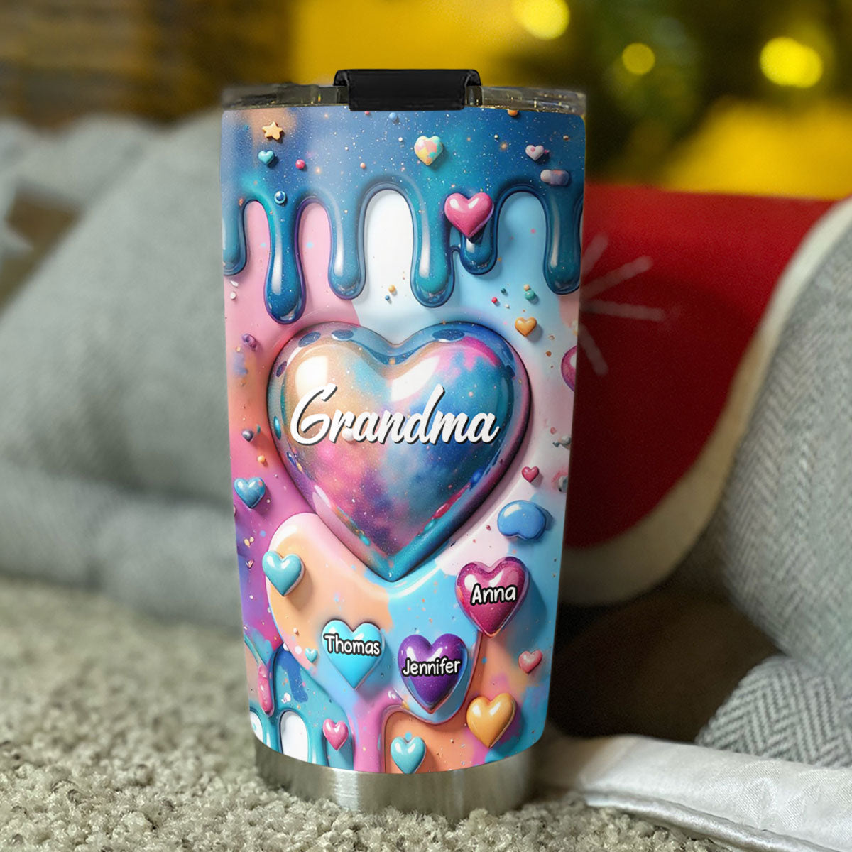 The Love For Grandkids Fills Your Heart Endlessly - Personalized Custom 3D Inflated Effect Tumbler