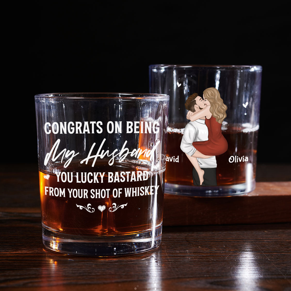 Congrats On Being My Husband - Personalized Custom Whiskey Glass