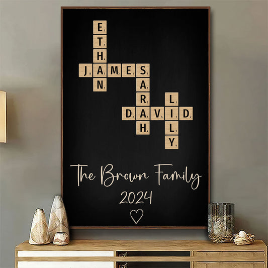 Family Crossword Art  - Personalized Custom Poster