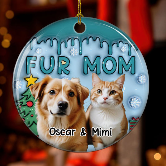  Me And Lovely Pet Photo - Personalized Custom 3D Inflated Effect Ceramic Ornament