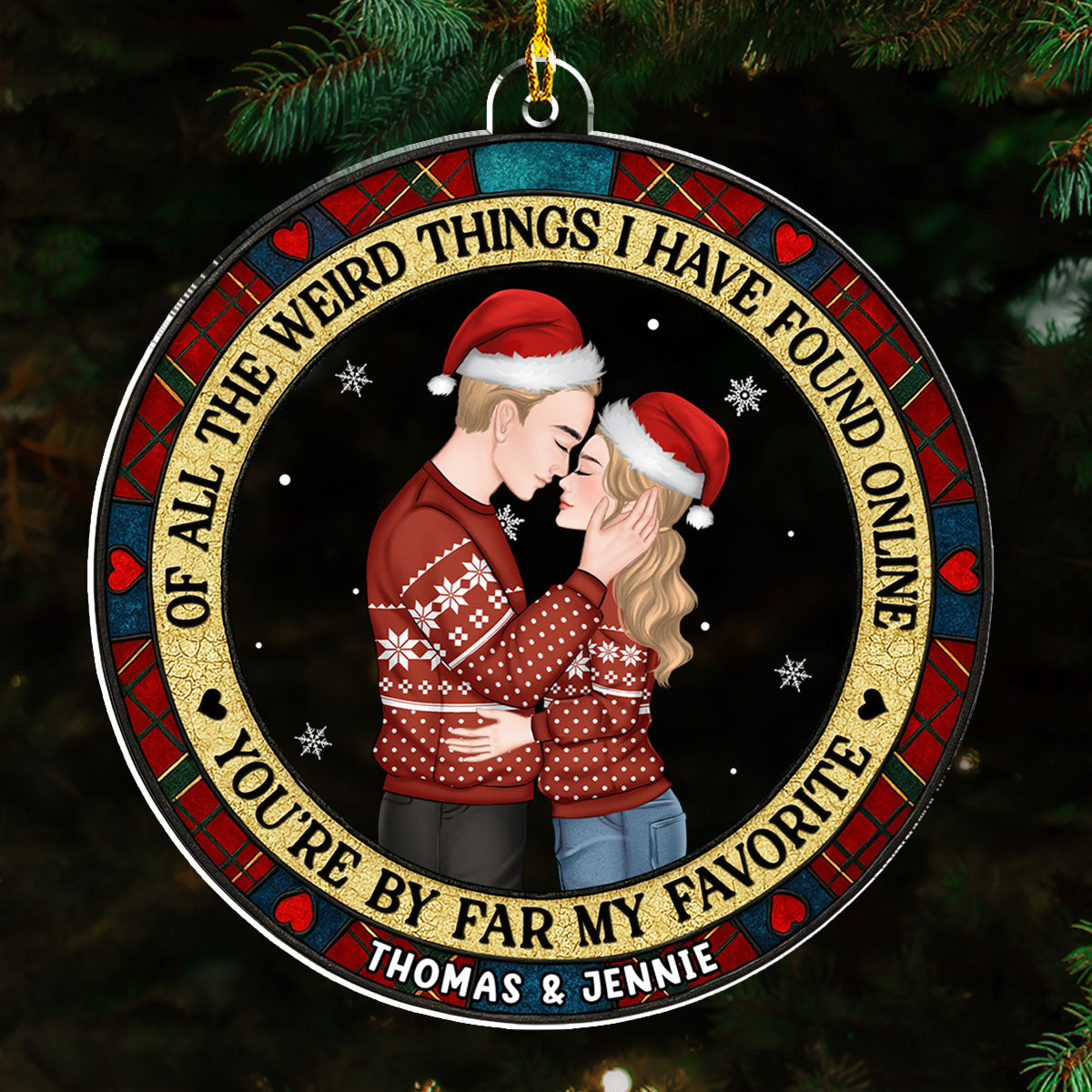 Christmas Couple You Are My Favorite By Far - Personalized Custom Acrylic Ornament