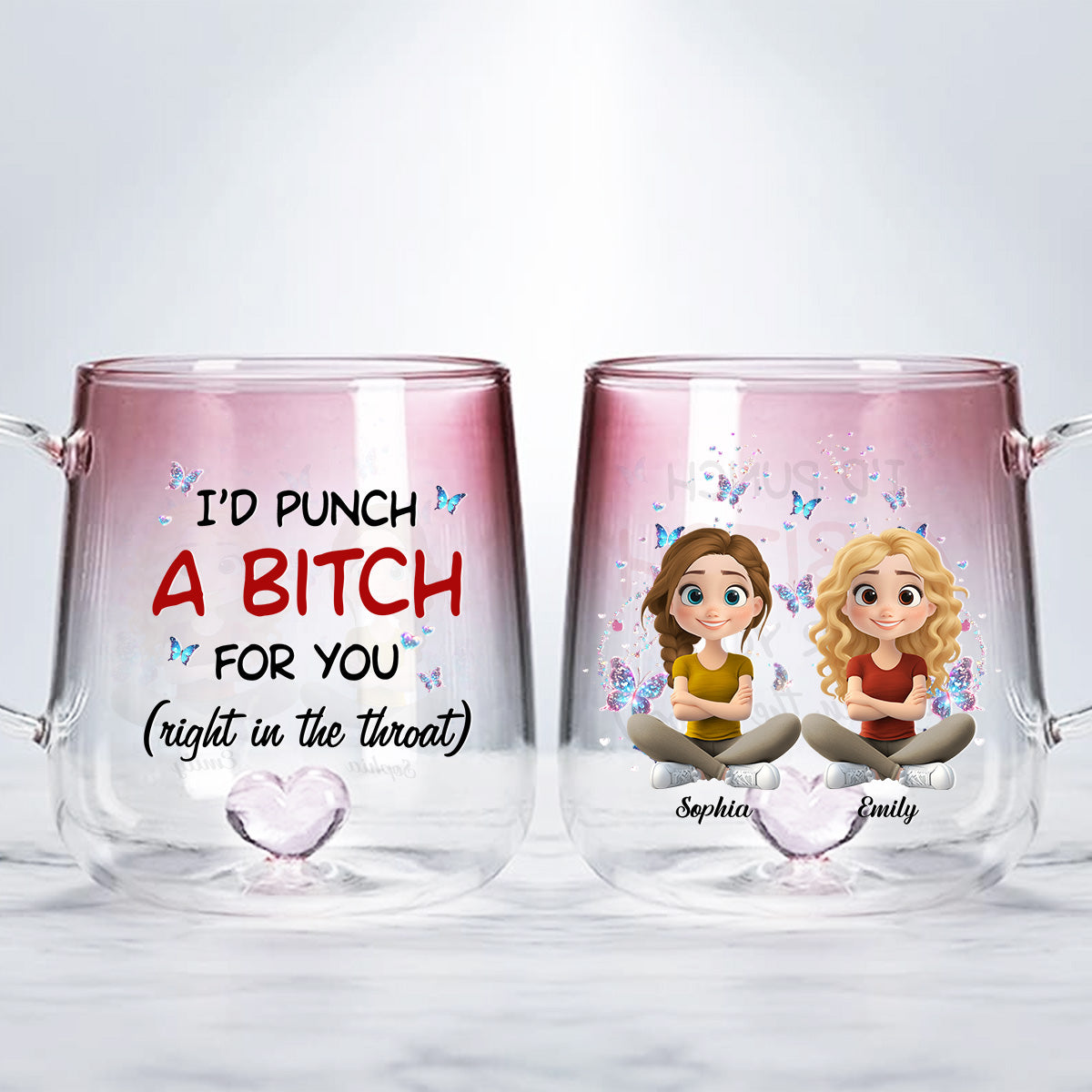 Real Talk Best Friend - Personalized Custom Pink Gradient Glass Mug
