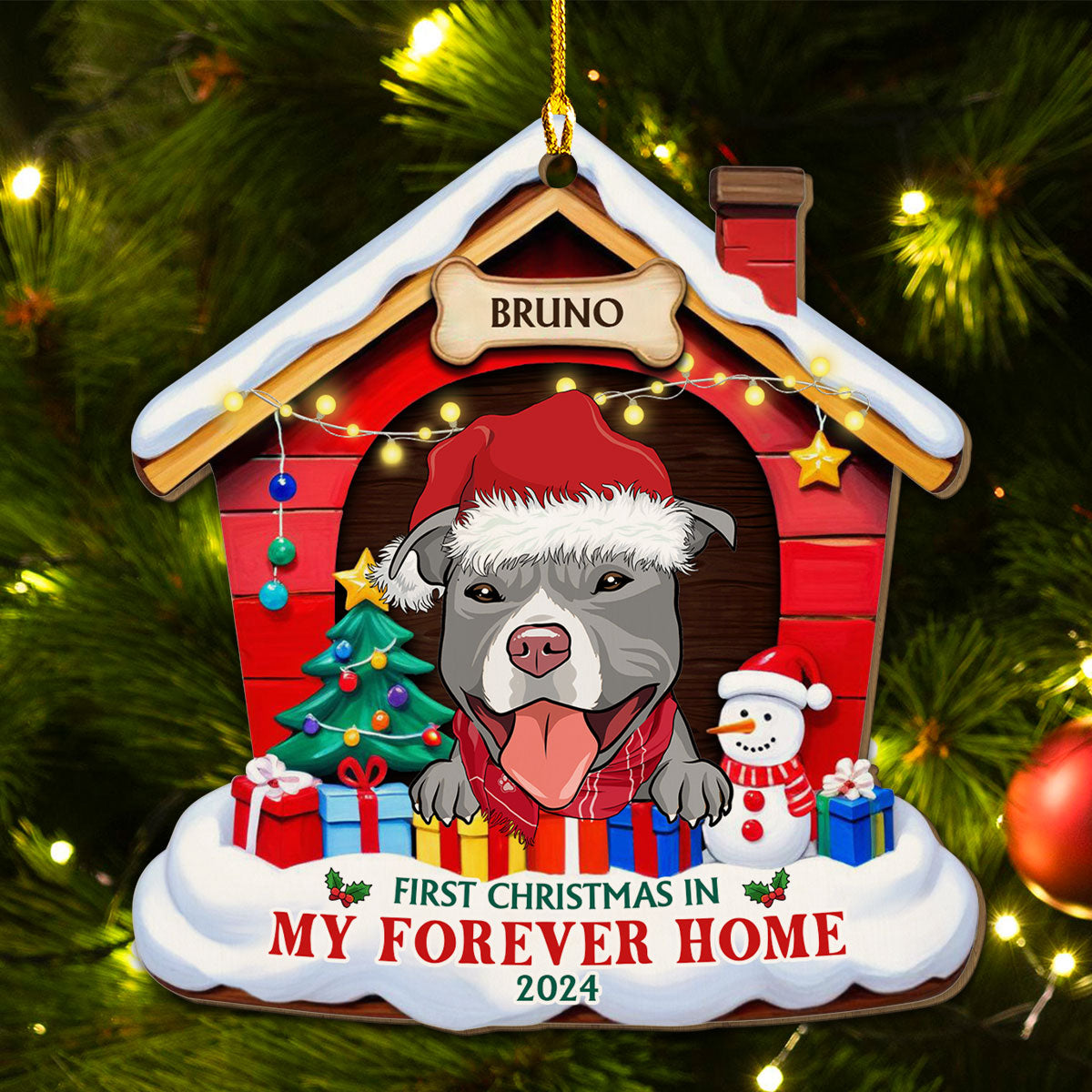 Dog Forever Home - Personalized Custom Wood Ornament