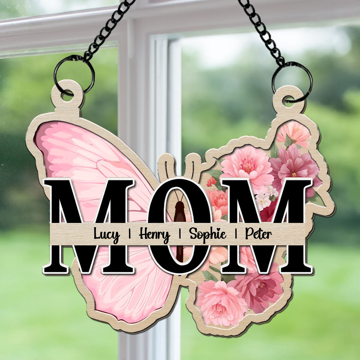 Mom Butterfly Of Love - Personalized Custom Suncatcher
