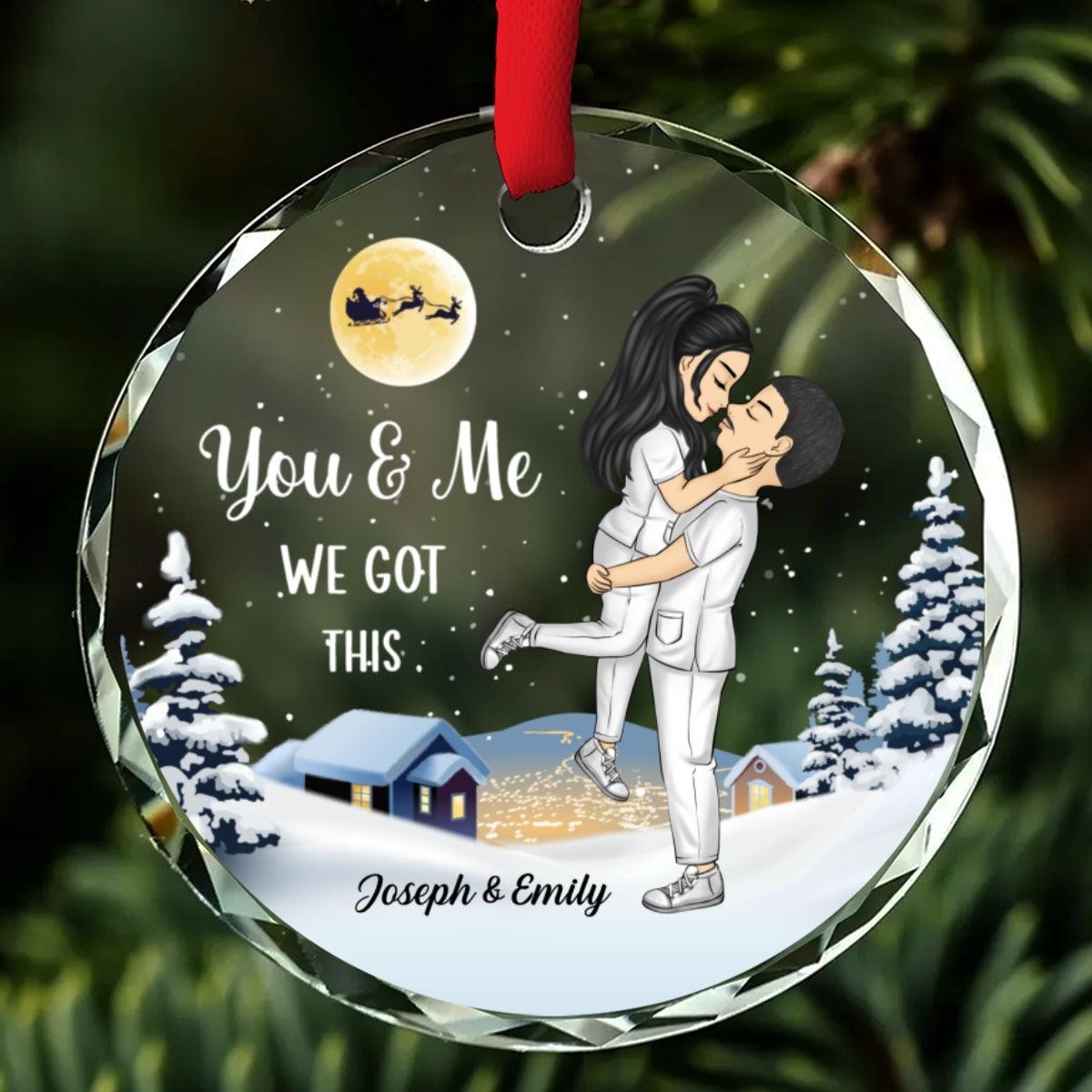 Saving Lives Together - Personalized Custom Glass Ornament
