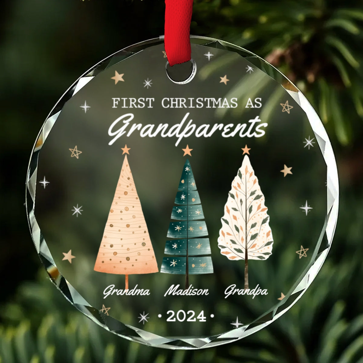 First Christmas As Grandparents - Personalized Custom Glass Ornament
