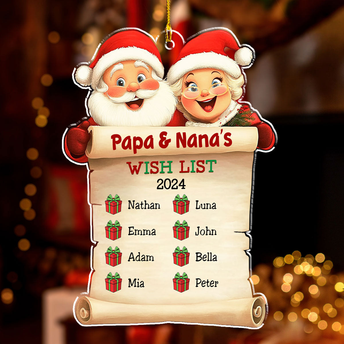 Wish List Of Papa And Nana - Personalized Custom Acrylic Ornament