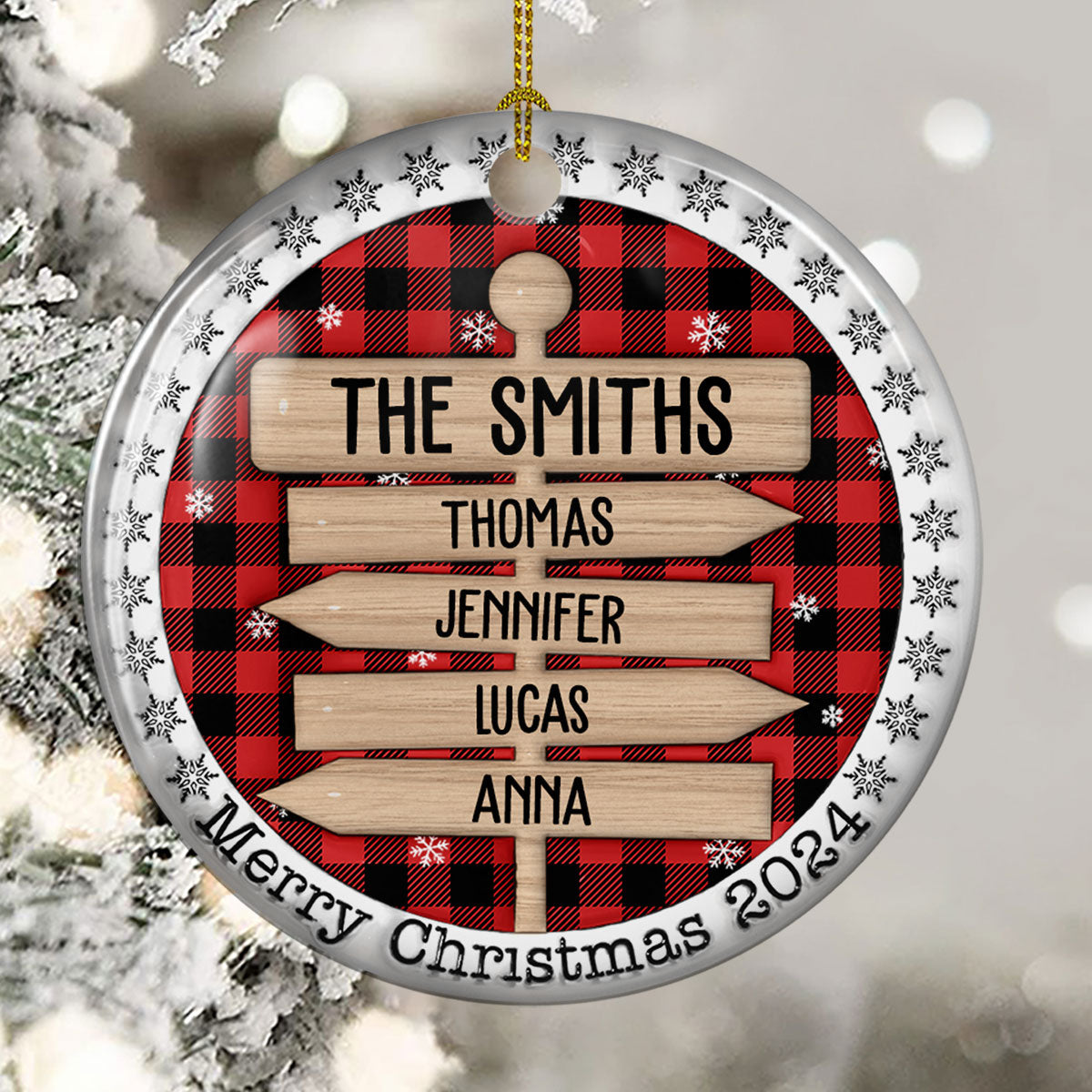 Custom Name Family - Personalized Custom 3D Inflated Effect Ceramic Ornament