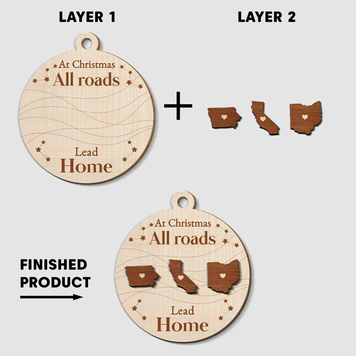 Our Home - Personalized Custom Freeshape 2-Layered Wood Ornament