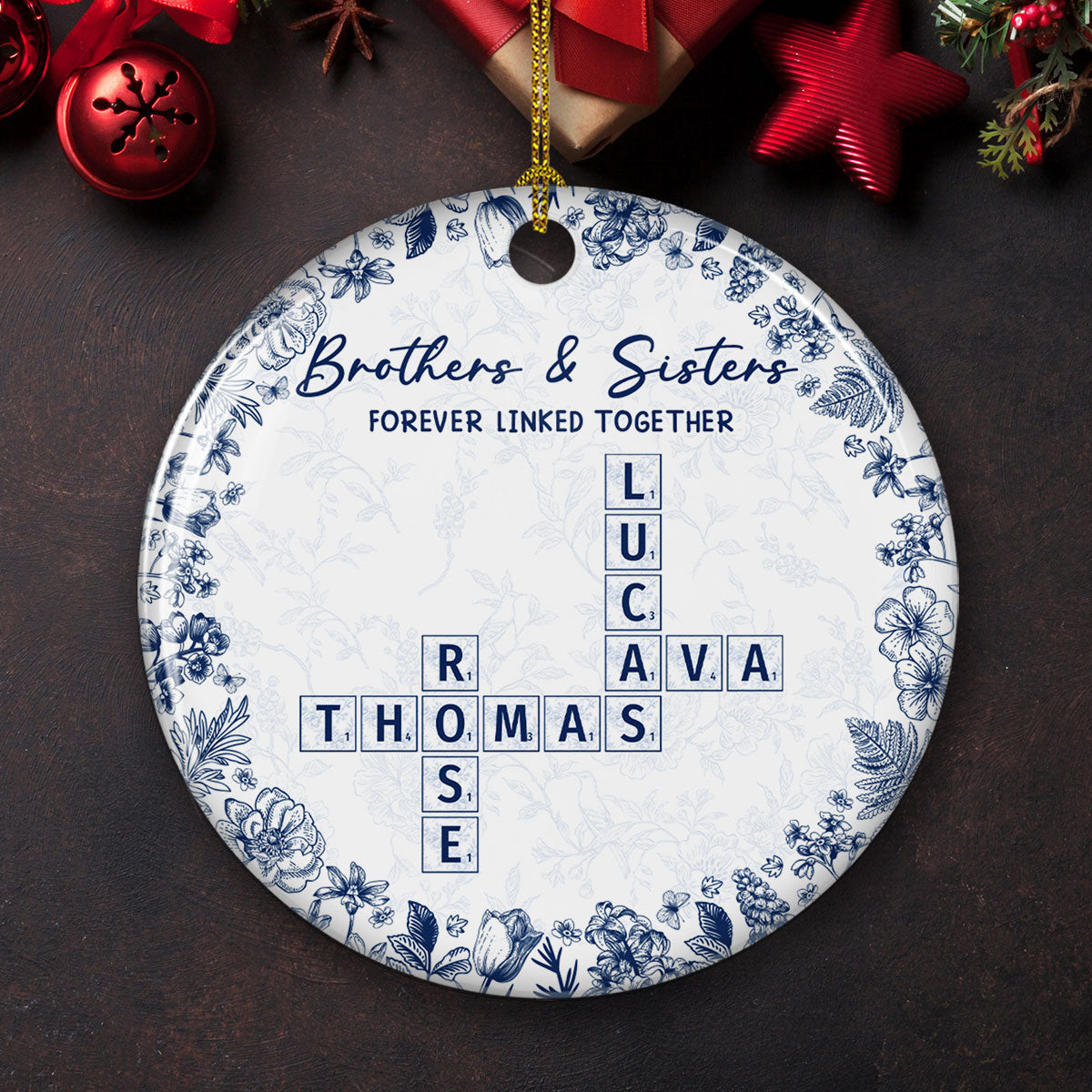 Family Ties Never Fade - Personalized Custom Ceramic Ornament