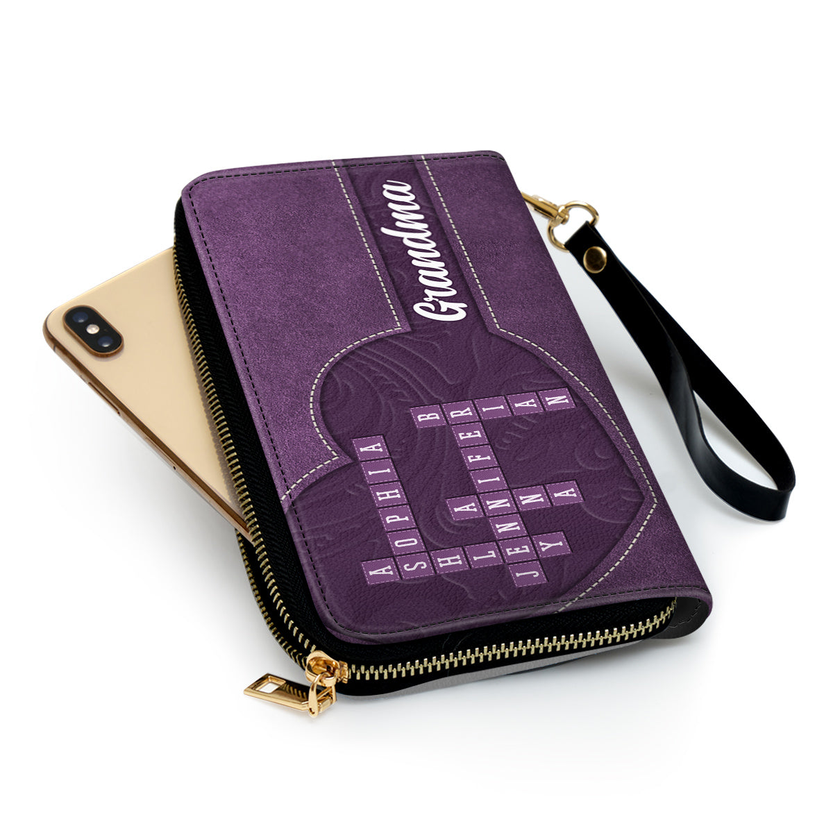 Love My Grandkids Crossword - Personalized Custom Leather Wallet