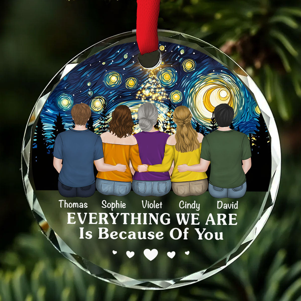 Everything I Am Is Because Of You - Personalized Custom Glass Ornament