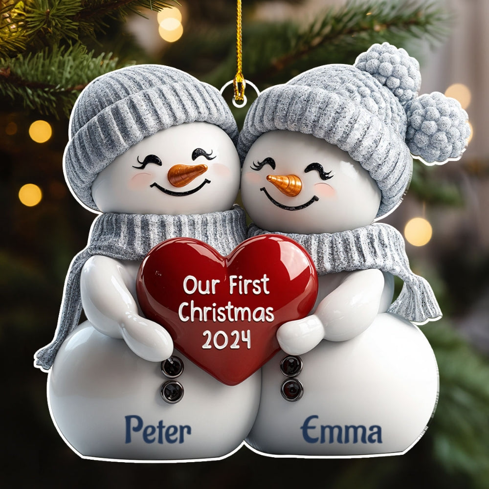 Couple Snowman First Christmas - Personalized Custom Acrylic Ornament