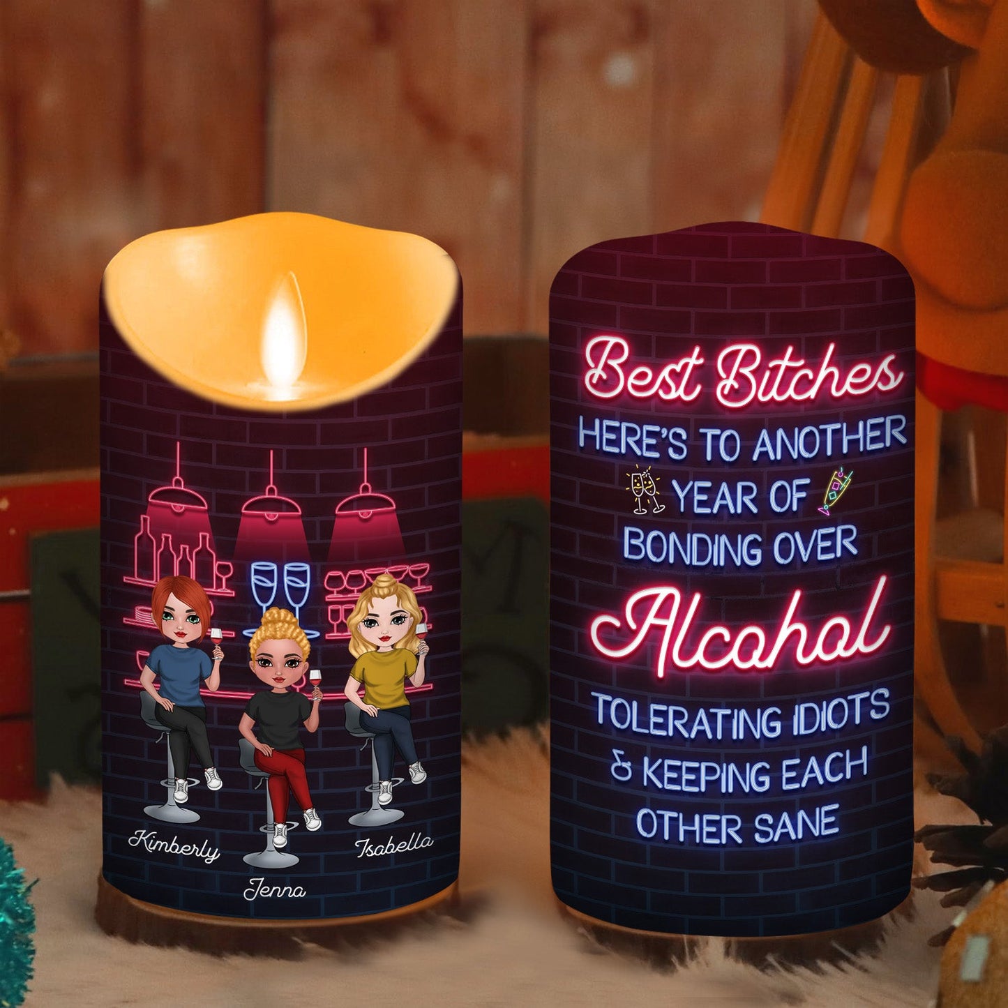 Alcohol Best Friends - Personalized Custom LED Candle