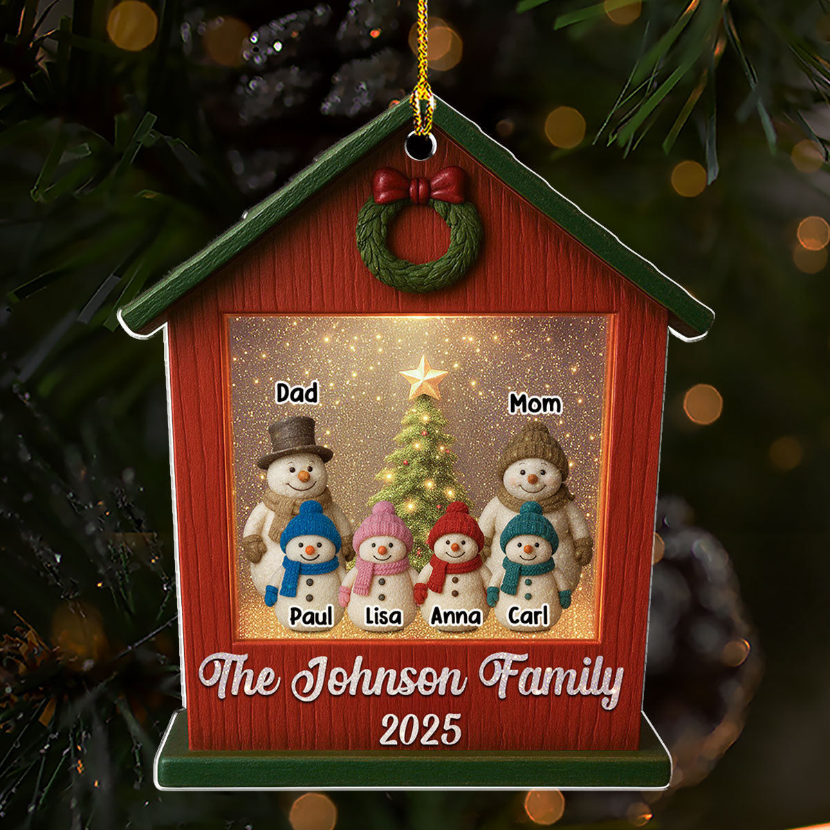 Family And Snow Home - Personalized Custom Acrylic Ornament