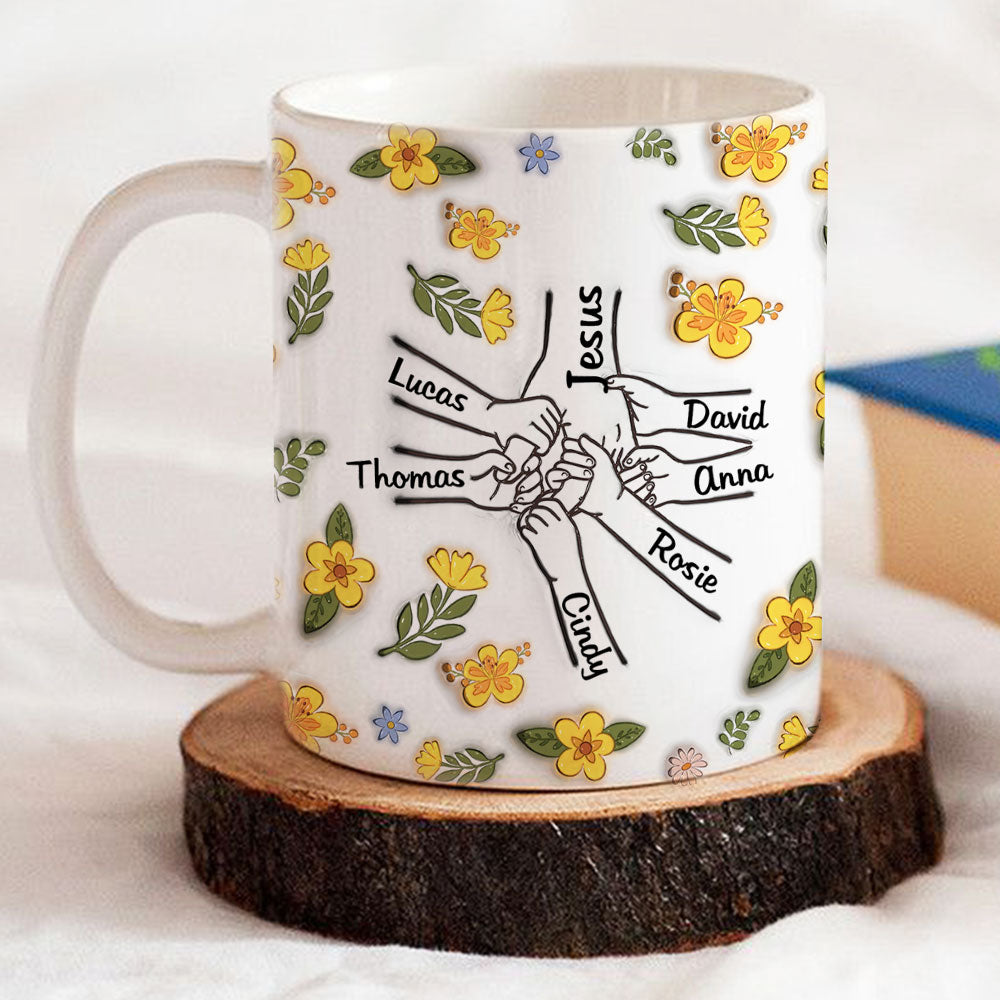 Jesus Holds Our Hand And Our Heart - Personalized Custom 3D Inflated Effect Mug