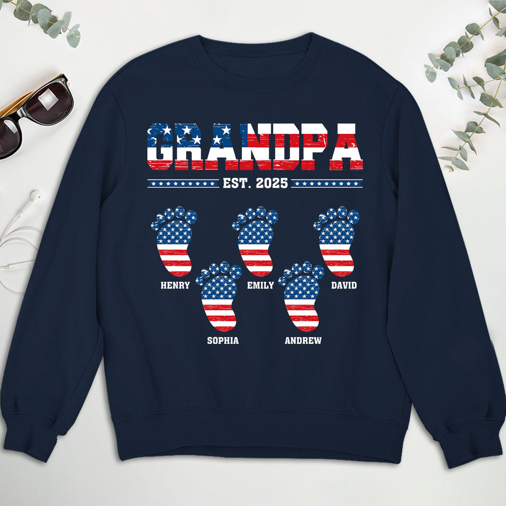 Grandpa With Grandkids - Personalized Custom Shirt