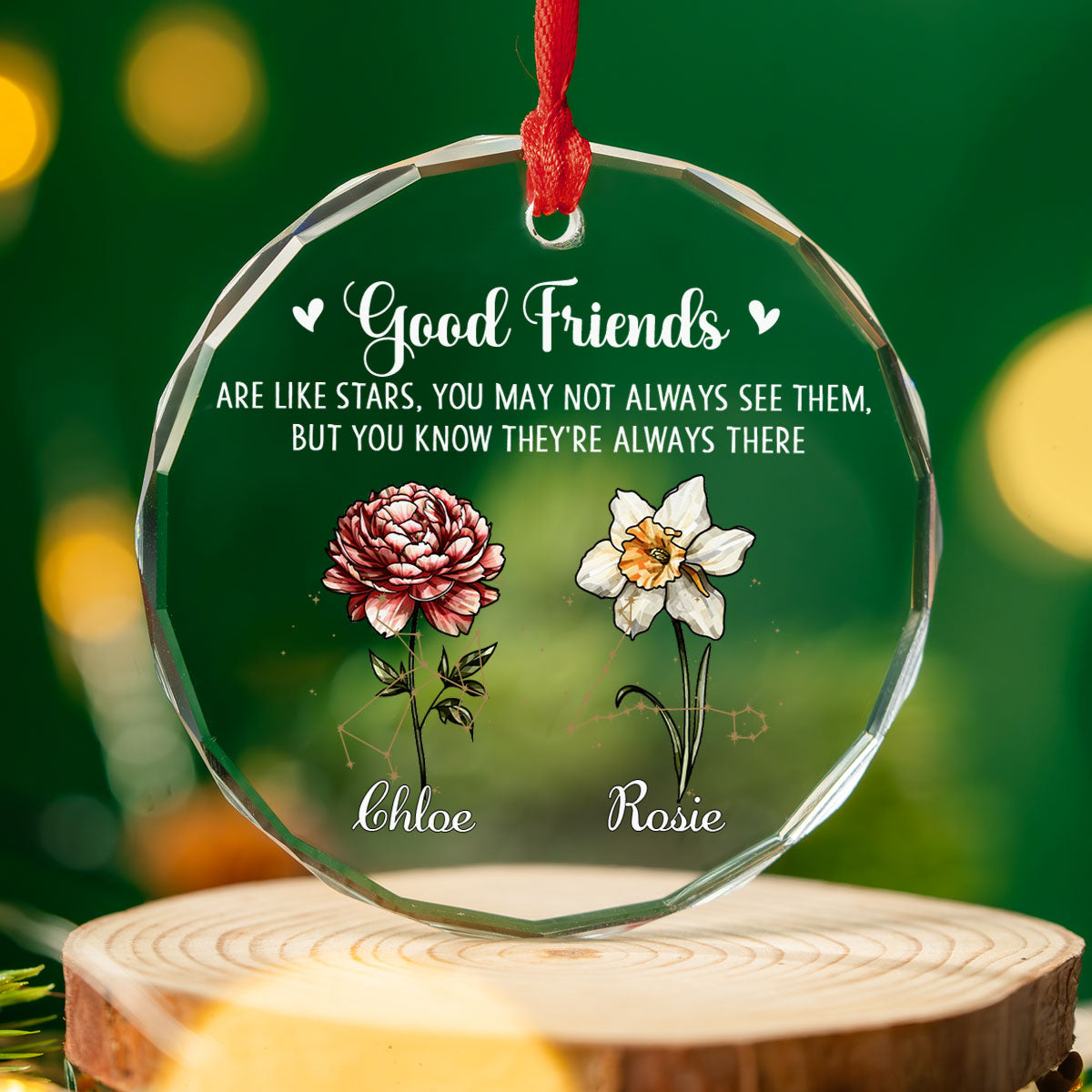 Friendship Glows Like Shining Stars - Personalized Custom Glass Ornament
