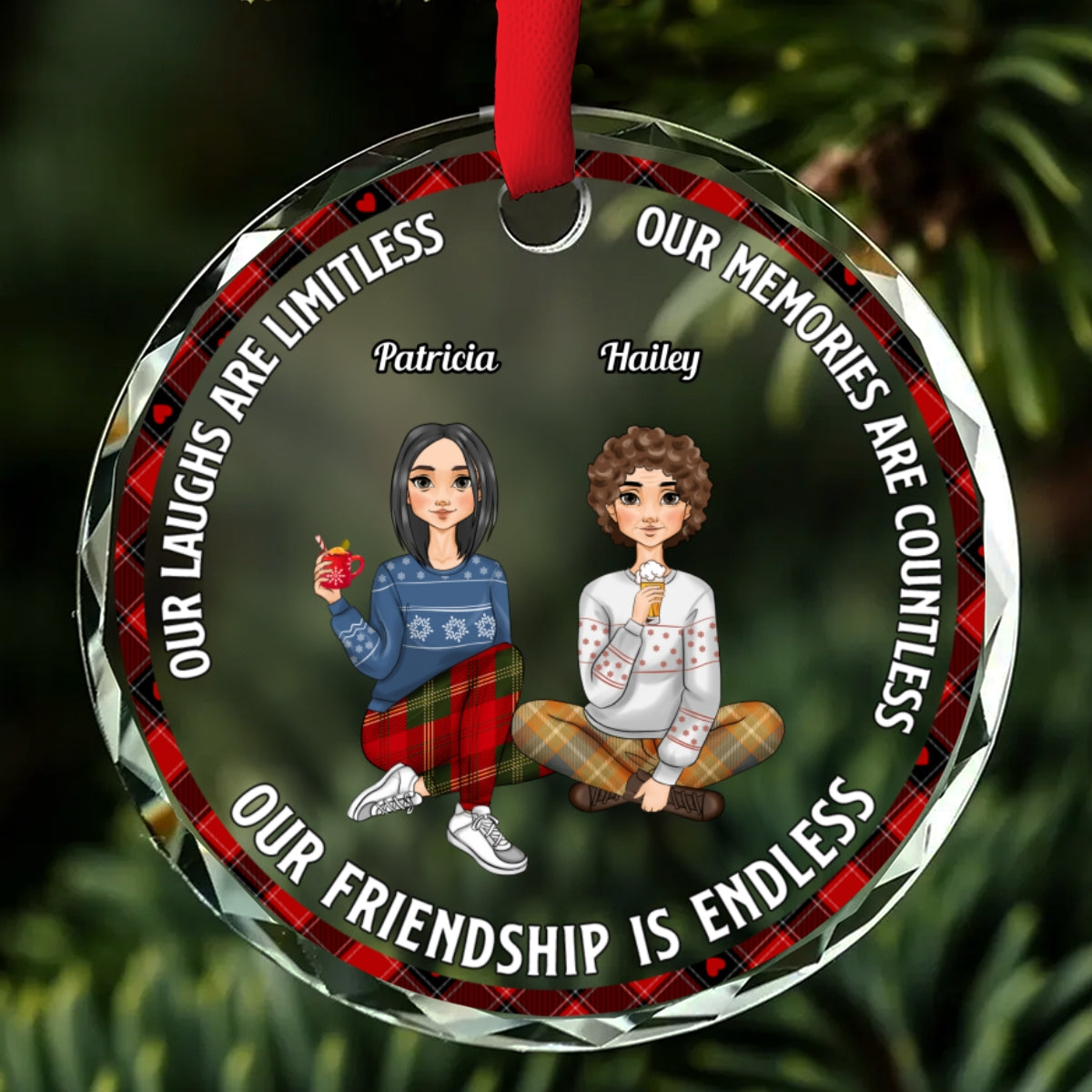Our Laughs Are Limitless - Personalized Custom Glass Ornament