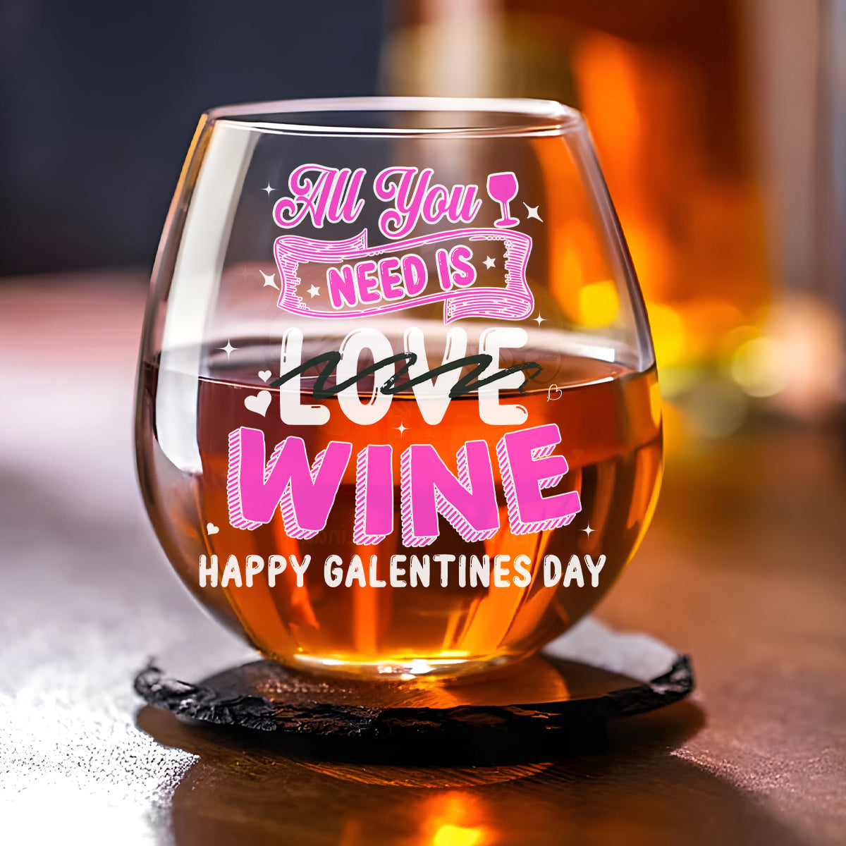 All You Need Is Wine - Personalized Custom Wine Glass