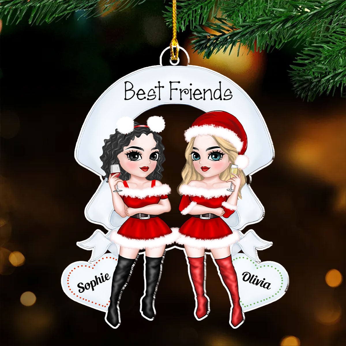 Best Friends Forever Christmas - Personalized Custom Acrylic Ornament