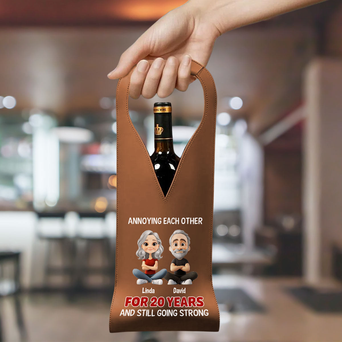 Annoying Each Other Since Day One - Personalized Custom Leather Wine Bag