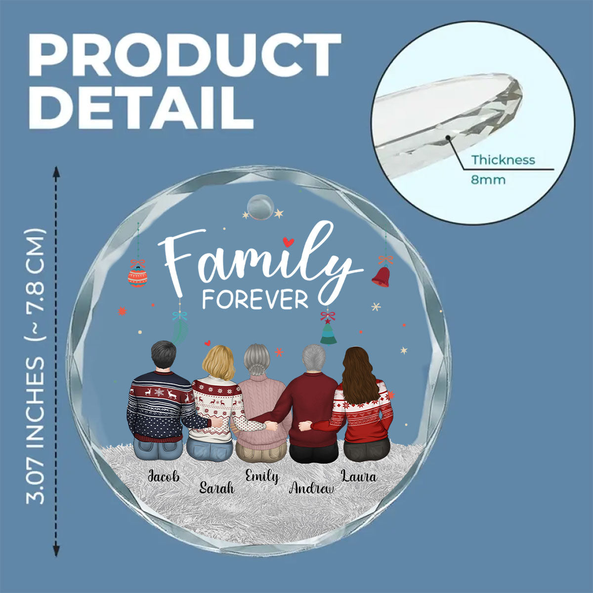 Family Forever - Personalized Custom Glass Ornament