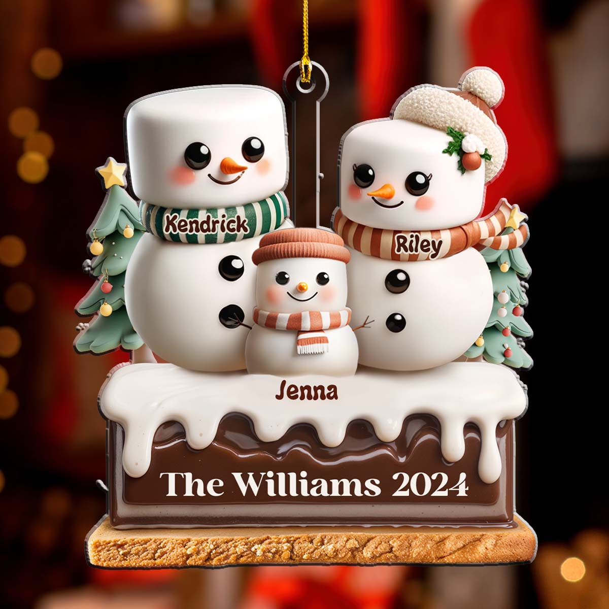 Marshmallow Lovely Family - Personalized Custom Acrylic Ornament