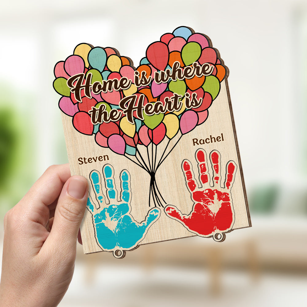 Home Is Where The Heart Is - Personalized Custom Wooden Key Holder With Keychain