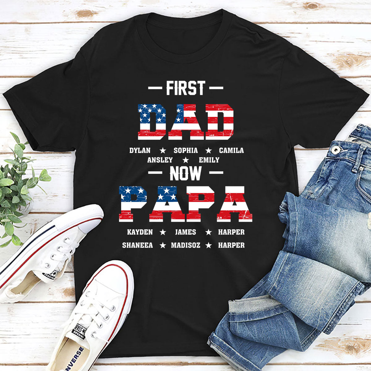 First Dad Now Papa - Personalized Custom Shirt