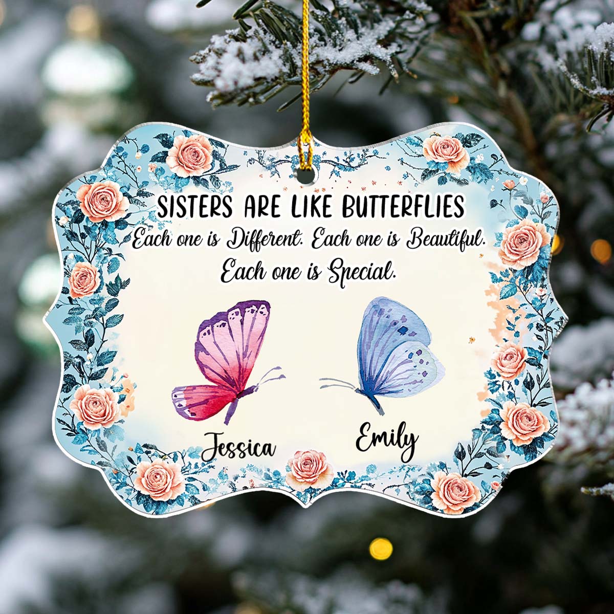 Sister Makes Life Shine - Personalized Custom Acrylic Ornament