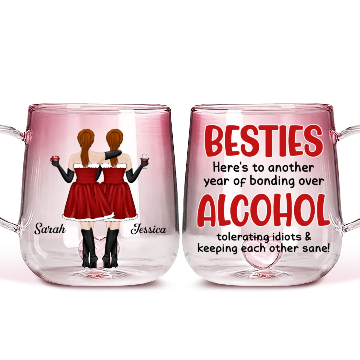 Alcohol Tolerating Christmas - Personalized Custom Pink Gradient Glass Mug