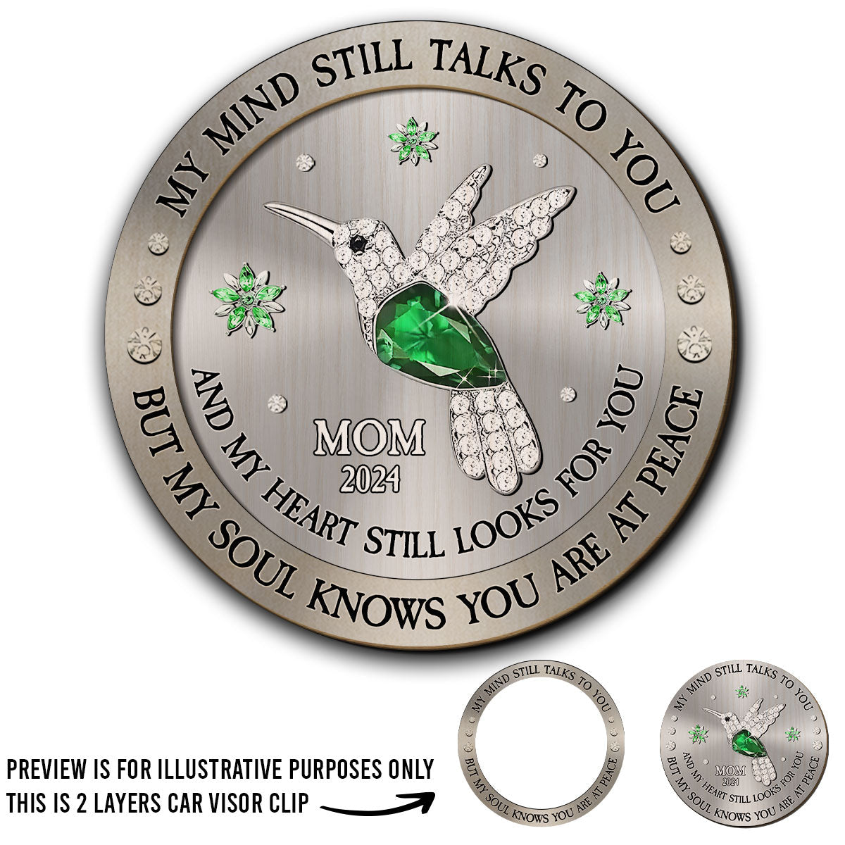 Cardinal Hummingbird My Mind My Heart My Soul - Personalized Custom Car Visor Clip