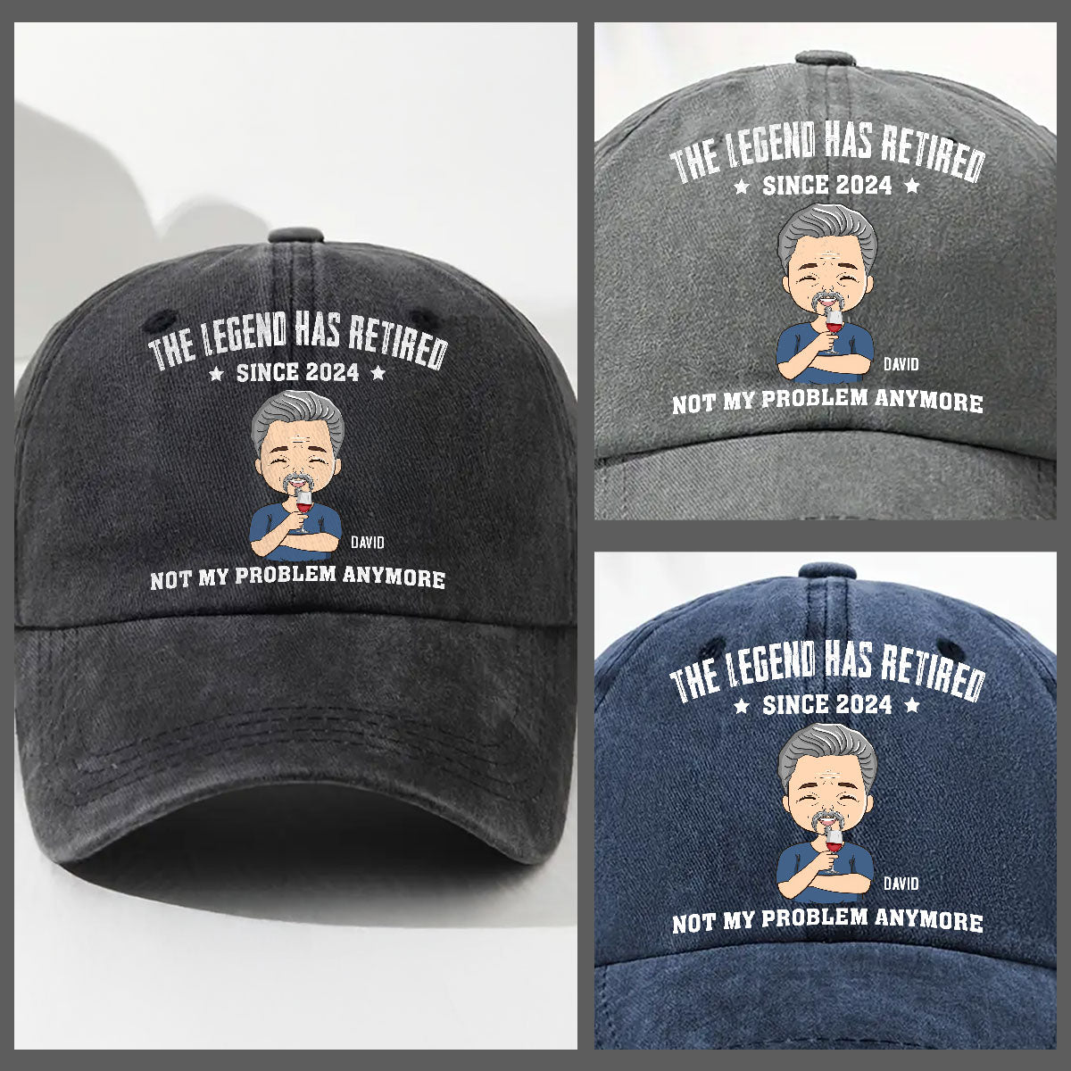 Lengend Has Retired - Personalized Custom Vintage Washed Denim Cap