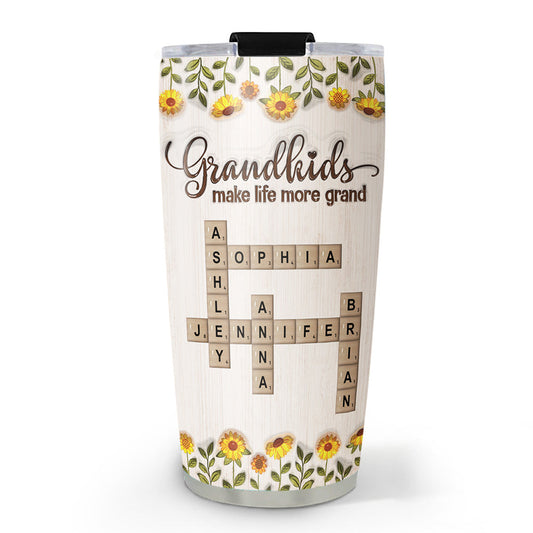 Grandkids Make Life Filled With Love Crossword - Personalized Custom 3D Inflated Effect Tumbler