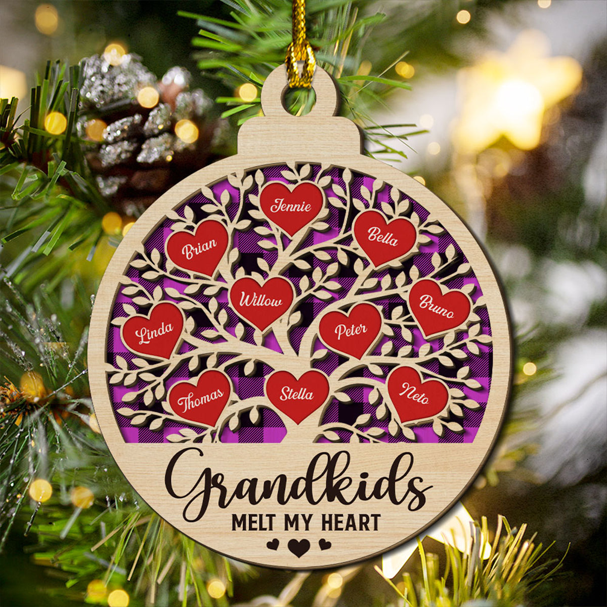 Together We Make A Family - Personalized Custom 2-layered Wood Ornament