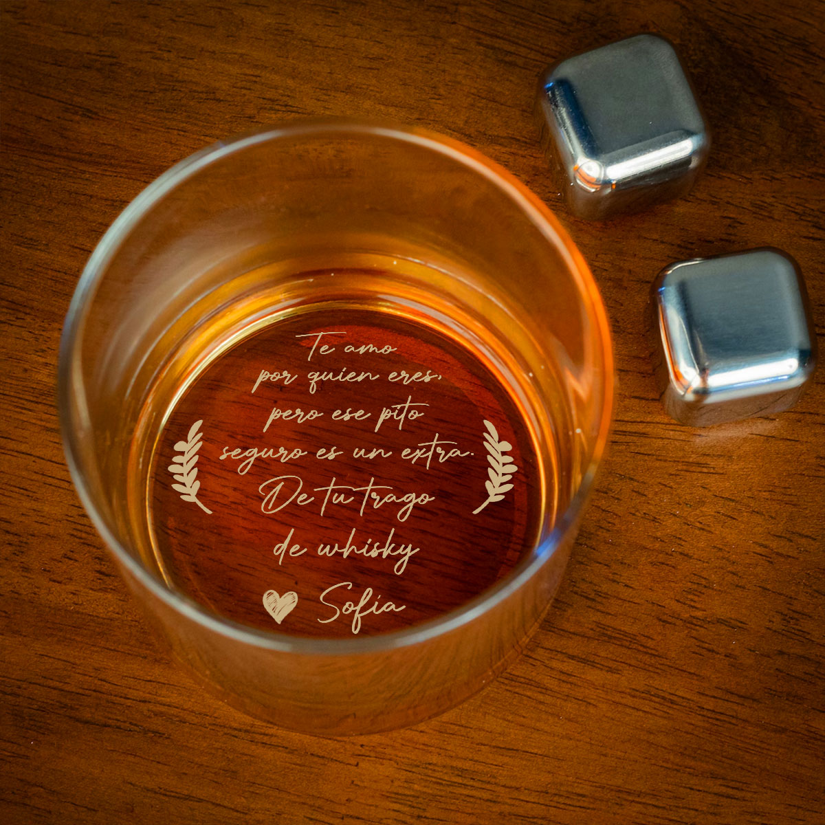 Contigo Placer Garantizado - Vaso de Whisky Grabado Personalizado