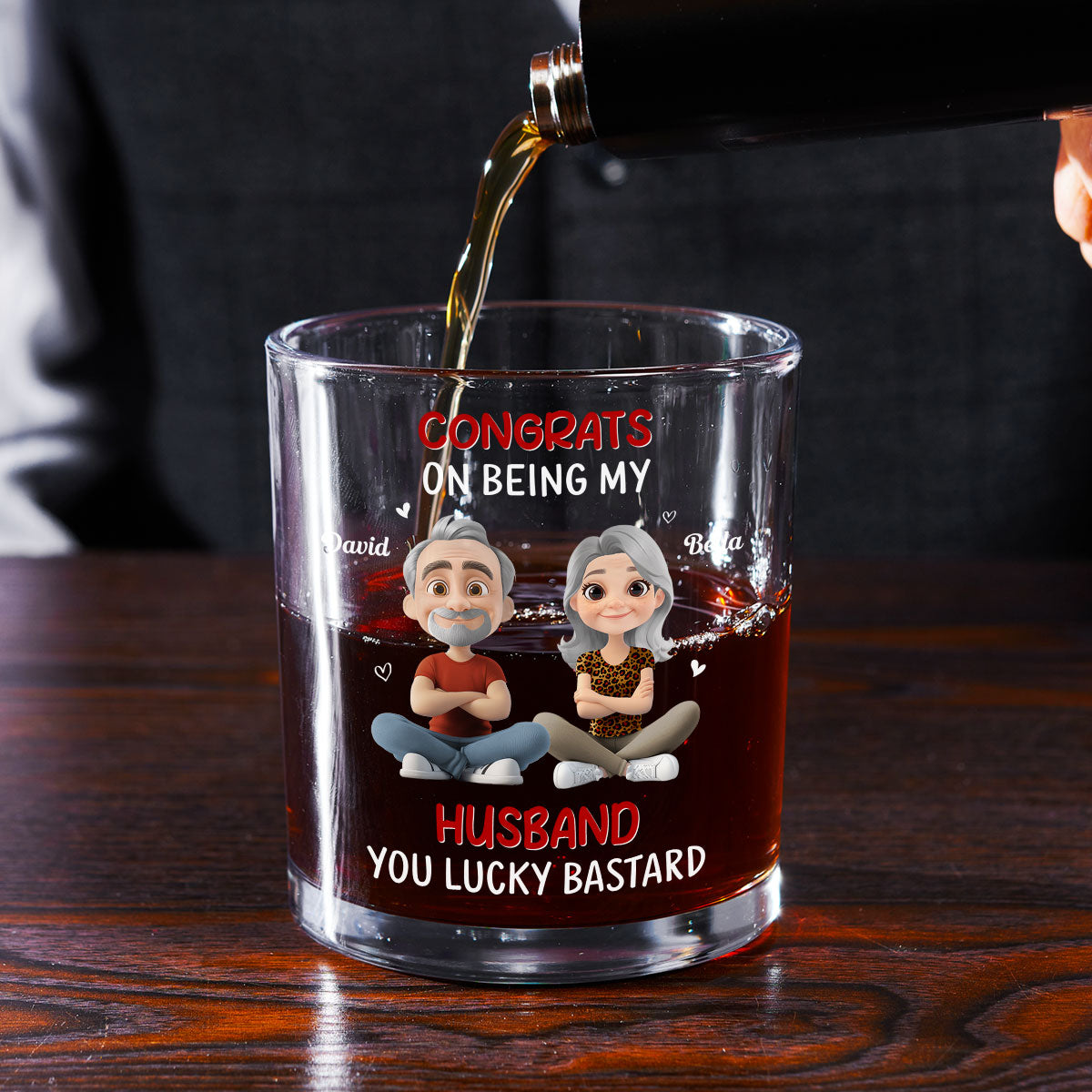 Congrats My Husband - Personalized Custom Whiskey Glass