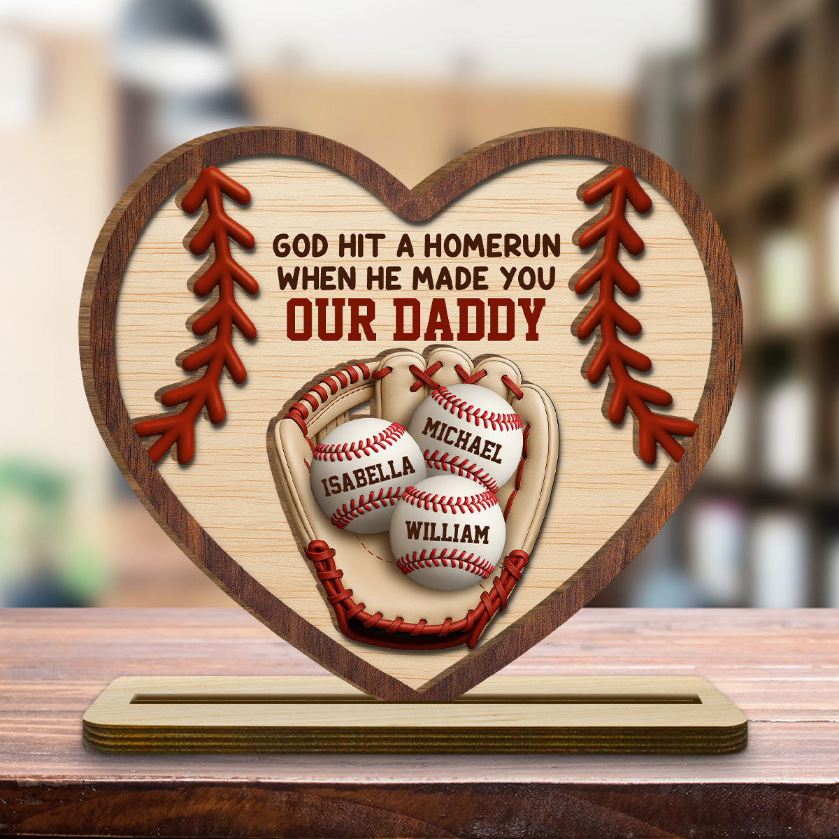 Hit A Home Run - Personalized Custom 2-Layer Wood Plaque With Flat Base