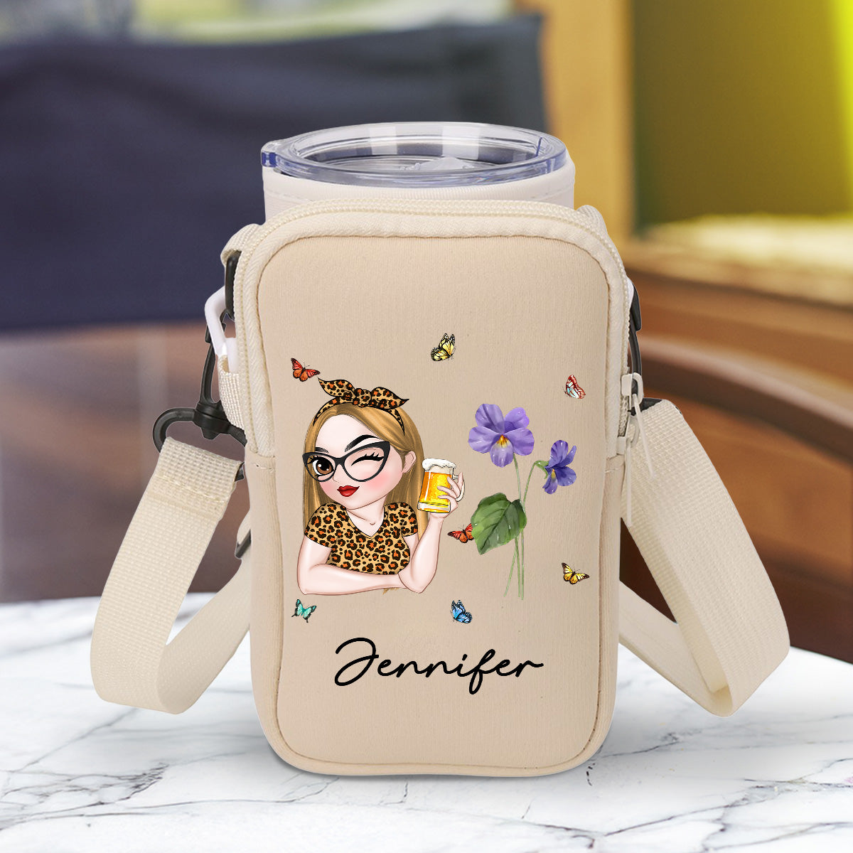 Beautiful Bestie - Personalized Custom Water Bottle Carrier Bag