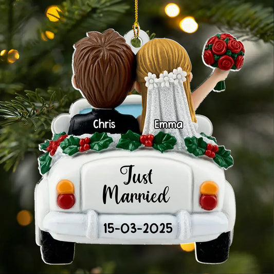 Just Married - Personalized Custom 3D Effect Acrylic Ornament